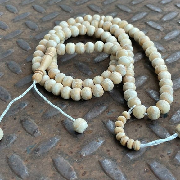 Handmade Tasbeeh Prayer Beads Tan Real Wood Beads Muslim Tasbeh Islamic - Picture 2 of 9